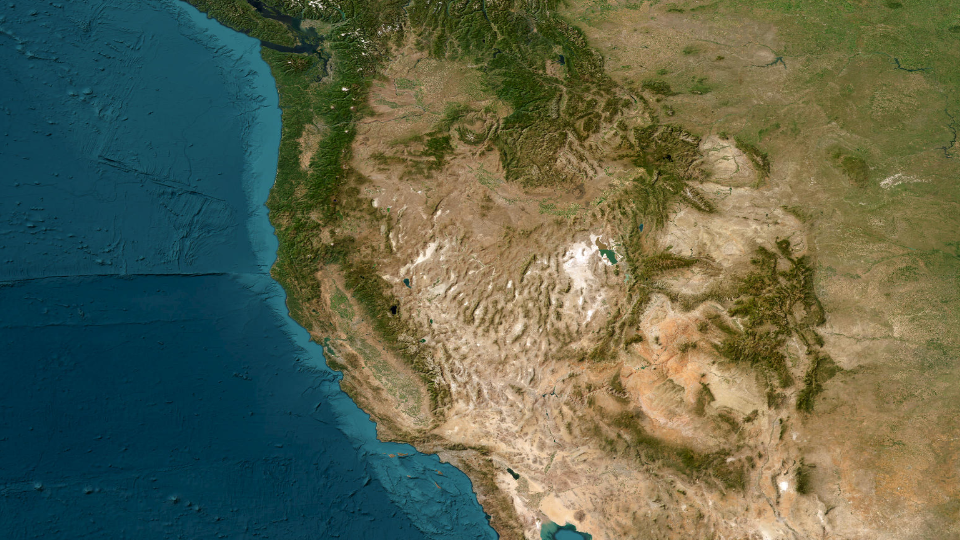 Satellite basemap of the Western United States
